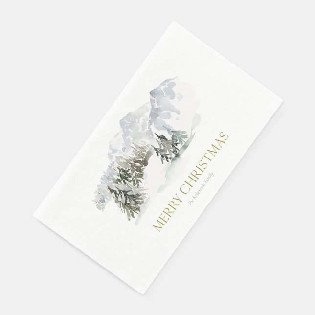Serviette En Papier Elegant Winter Mountain Christmas (Coin)