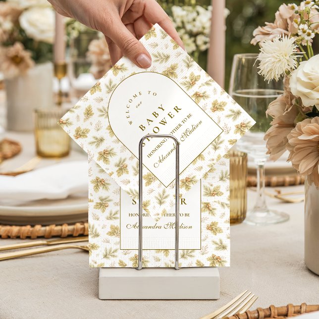 Serviette En Papier Elegant Woodland Leaves Baby Shower (Créateur téléchargé)