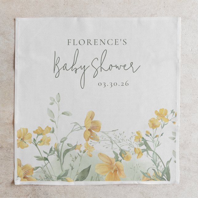 Serviette En Papier Elegant Yellow Floral Baby Shower (Créateur téléchargé)