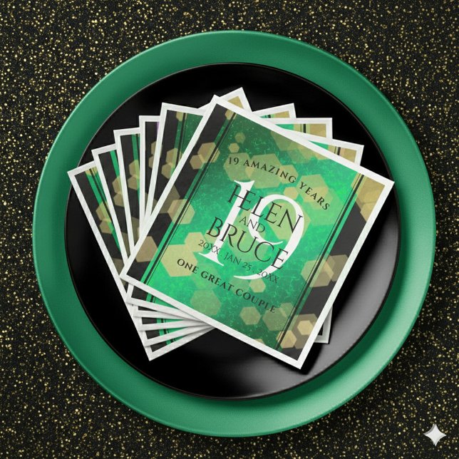 Serviette En Papier Élégante 19e anniversaire du Mariage de Jade (Elegant 19th Jade Wedding Anniversary Napkins Cover Photo)