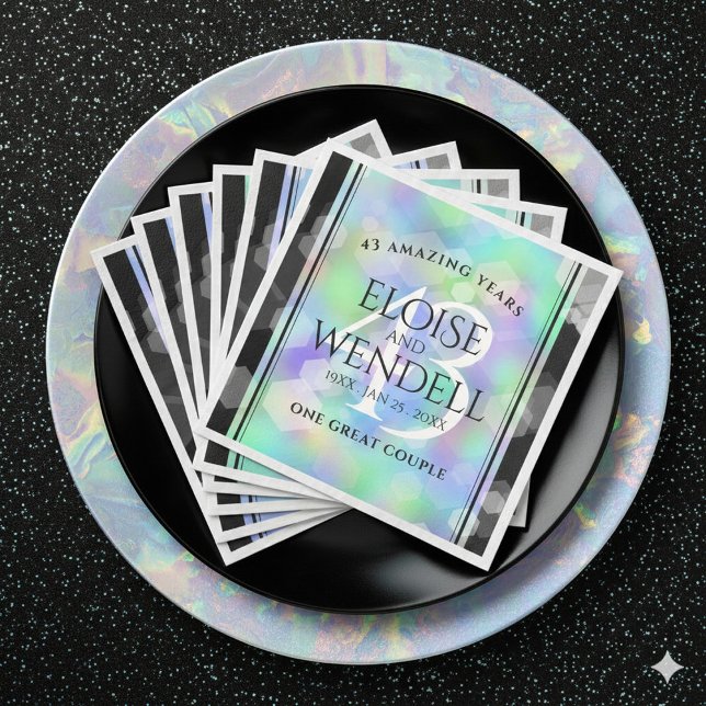 Serviette En Papier Élégante 43ème anniversaire du Mariage Opal (Elegant 43rd Opal Wedding Anniversary Napkins Cover Photo)