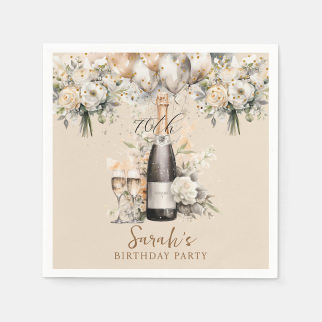 Serviette En Papier Élégante 70e fête d'anniversaire surprise (Devant)