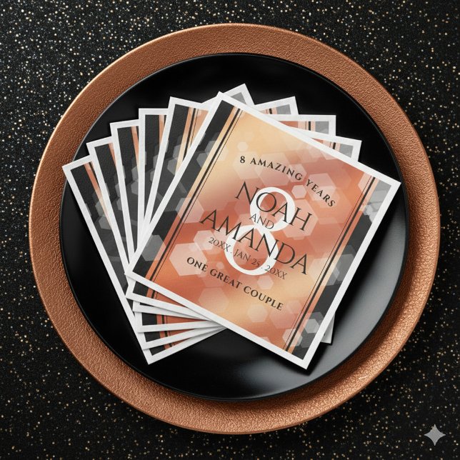 Serviette En Papier Élégante 8ème anniversaire du Mariage de bronze (Elegant 8th Bronze Wedding Anniversary Napkins Cover Photo)