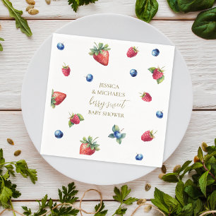 Serviette En Papier Elégante aquarelle Berry Baby shower doux
