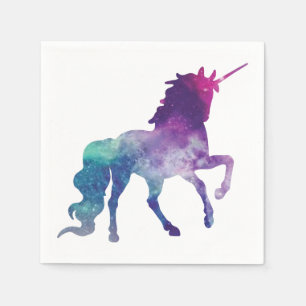 Serviette En Papier Elégante aquarelle Bleu violet Unicorne moderne