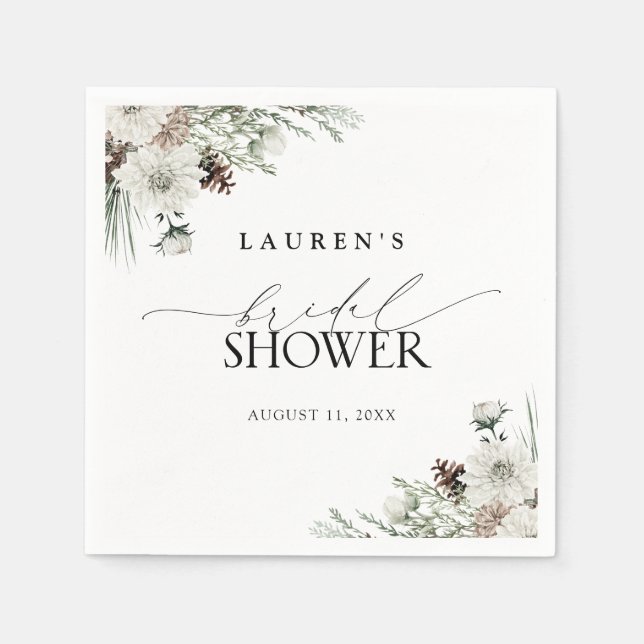 Serviette En Papier Elégante aquarelle Boho d'hiver Fête des mariées (Devant)