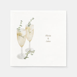 Serviette En Papier Elégante aquarelle Champagne Verres Cocktail