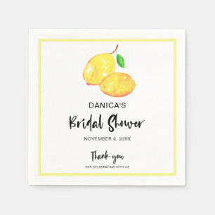 Serviette En Papier Elégante aquarelle citron nuptiale douche minimali