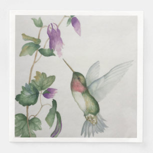 Serviette En Papier Elégante aquarelle du jardin des colibris