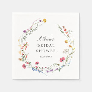 Serviette En Papier Elégante aquarelle Fête des mariées Fleurs sauvage