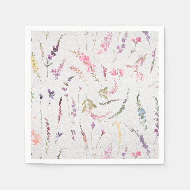 Serviette En Papier Elégante aquarelle Fleur sauvage Fête des mariées  (Devant)