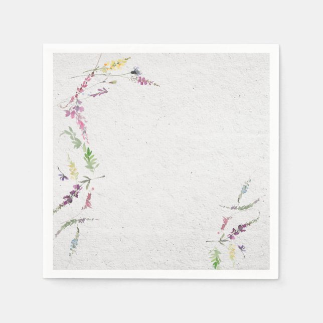 Serviette En Papier Elégante aquarelle Fleur sauvage Fête des mariées  (Devant)