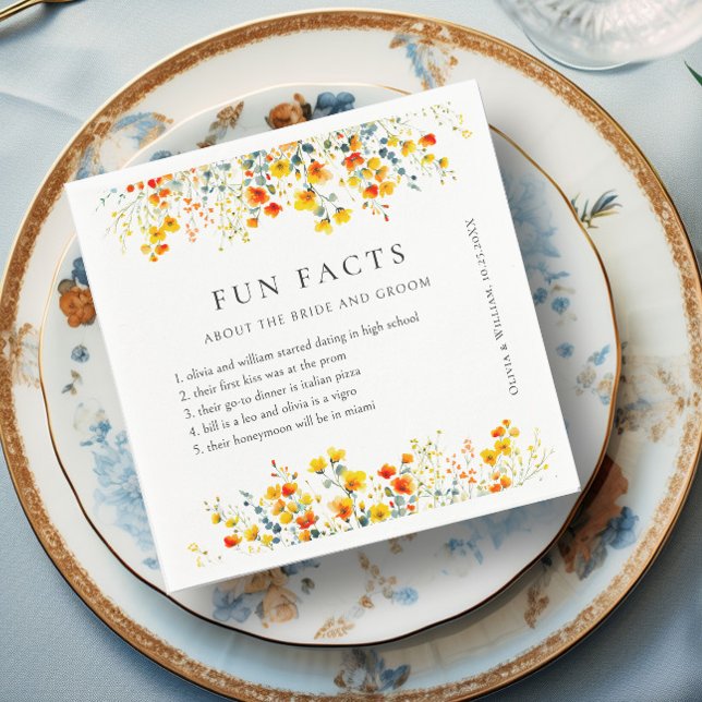 Serviette En Papier Elégante aquarelle Fleurs sauvages Mariage floral (Créateur téléchargé)