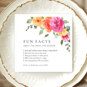 Serviette En Papier Elégante aquarelle Fleurs vives Mariage floral