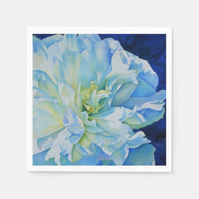 Serviette En Papier Elégante aquarelle florale bleue (Devant)