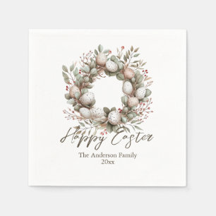 Serviette En Papier Elégante aquarelle Garland Eggs Pâques