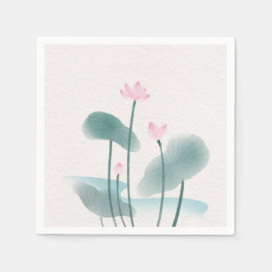 Serviette En Papier Elégante aquarelle peinture florale Lotus Fleurs