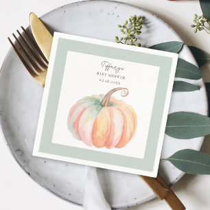 Serviette En Papier Elégante aquarelle Petit Baby shower Citrouille