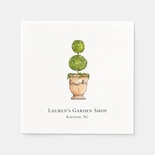 Serviette En Papier Elégante aquarelle topiaire (Devant)