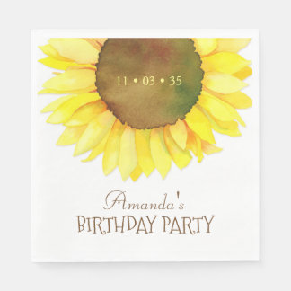 Serviette En Papier Elégante aquarelle tournesol fête d'anniversaire