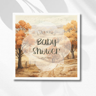 Serviette En Papier Élégante Baby Shower Aquarelle Forêt d'Automne