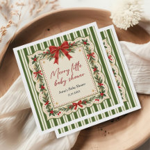 Élégante Baby Shower de Noël à l'aquarelle
