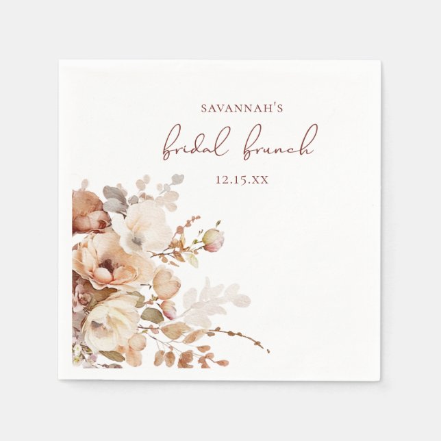 Serviette En Papier Élégante Baby Shower Fleurie Rose Chaude (Devant)