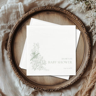 Serviette En Papier Élégante Baby Shower Verte Chinoiserie Nature Oise