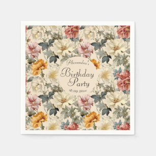 Serviette En Papier Elégante belle florale Vintage motif Anniversaire