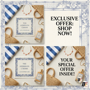 Serviette En Papier Élégante Cabane sur Mesure en Chinoiserie Bleue Ba