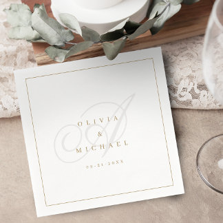 Serviette En Papier Elégante calligraphie classique mariage vintage