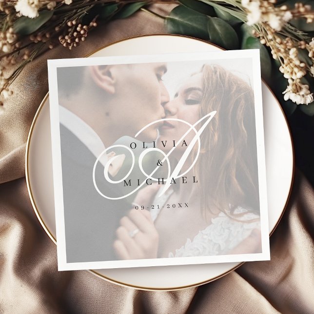 Serviette En Papier Elégante calligraphie classique mariage vintage (Elegant classic calligraphy vintage wedding napkins)