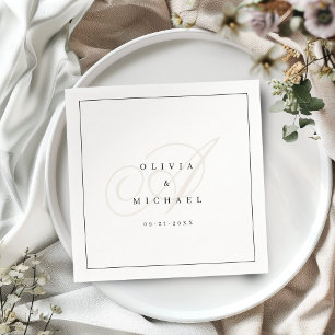Serviette En Papier Élégante calligraphie classique nappe de mariage v