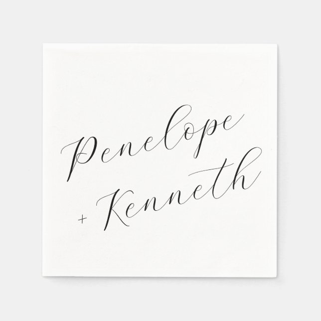 Serviette En Papier Élégante calligraphie de script Mariage blanc pers (Devant)