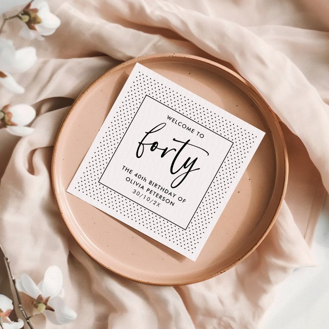 Serviette En Papier Élégante calligraphie Minimaliste 40ème anniversai (Créateur téléchargé)