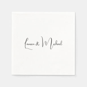 Serviette En Papier Élégante calligraphie minimaliste mariage noir bla