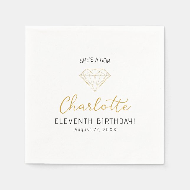 Serviette En Papier Elégante C'est une Gem Anniversaire Napkins (Devant)