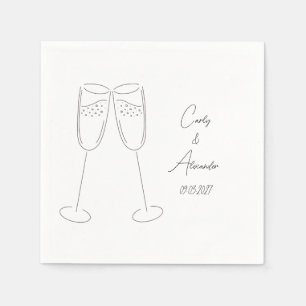 Serviette En Papier Elégante Champagne Nom Mariage Partie d'engagement