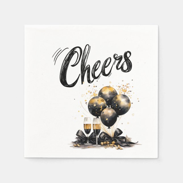 Serviette En Papier Élégante "Cheers" Célébration serviettes (Devant)