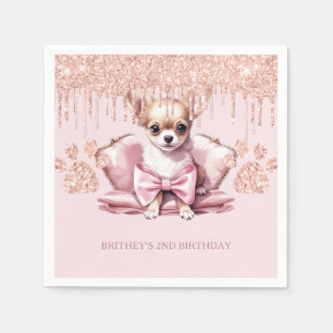 Serviette En Papier Elégante Chihuahua avec Parties scintillant fête d