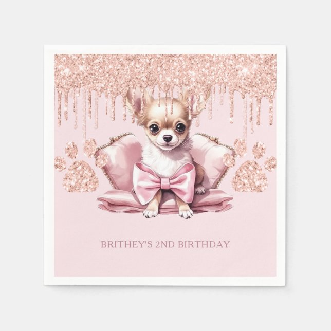 Serviette En Papier Elégante Chihuahua avec Parties scintillant fête d (Devant)