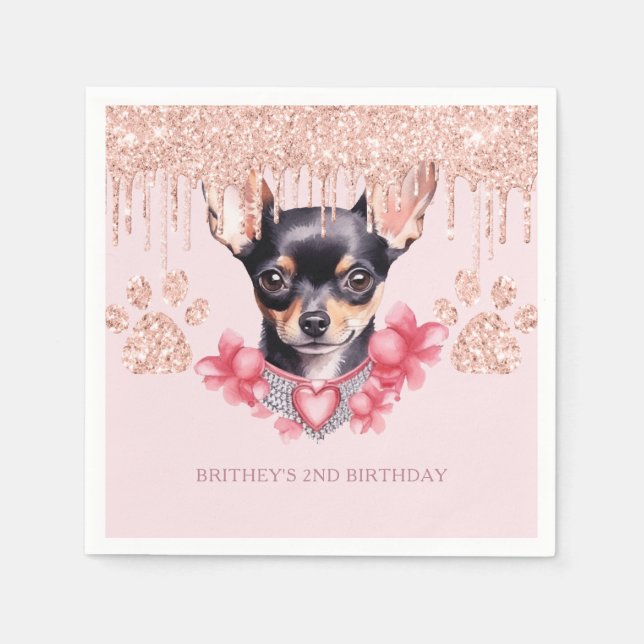 Serviette En Papier Elégante Chihuahua avec Parties scintillant fête d (Devant)