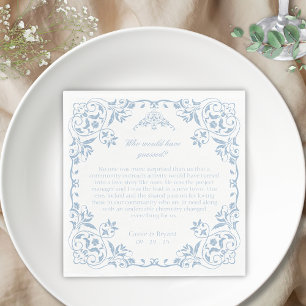 Serviette En Papier Élégante Chinoiserie Bleue et Blanche Mariage uniq