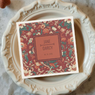 Serviette En Papier Élégante Chinoiserie Bourgogne Mariage victorien