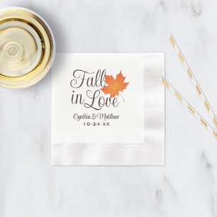 Serviette En Papier Élégante chute dans l'amour Mariage feuille orange