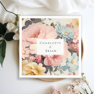 Serviette En Papier Elégante, Colorée, Fleurs Vintages Bandes de servi