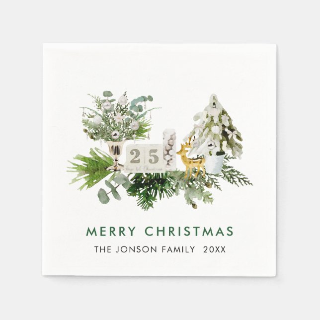 Serviette En Papier Élégante composition de Noël bohème vacances (Devant)
