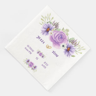Serviette En Papier Elégante couleur d'eau violet Mariage floral