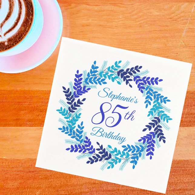 Serviette En Papier Elégante couronne bleue 85e fête d'anniversaire (Créateur téléchargé)