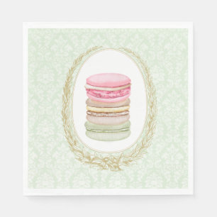 Serviette En Papier Elégante couronne de laurier avec Pastel Macarons